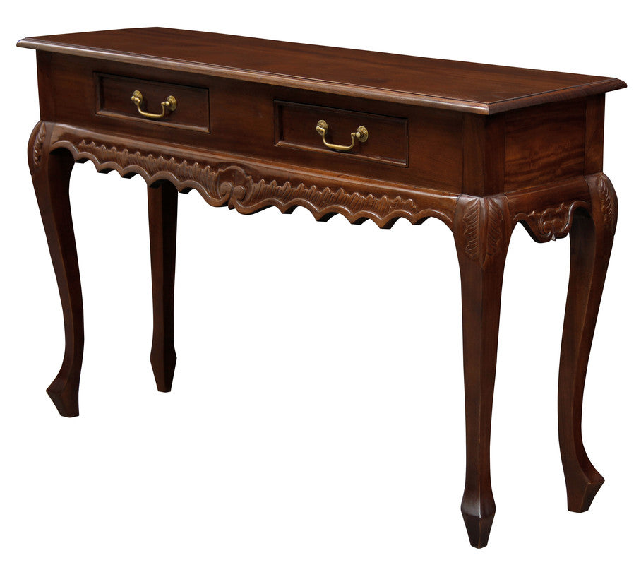 Seine 2 Drawer Carved Sofa Table (Mahogany)