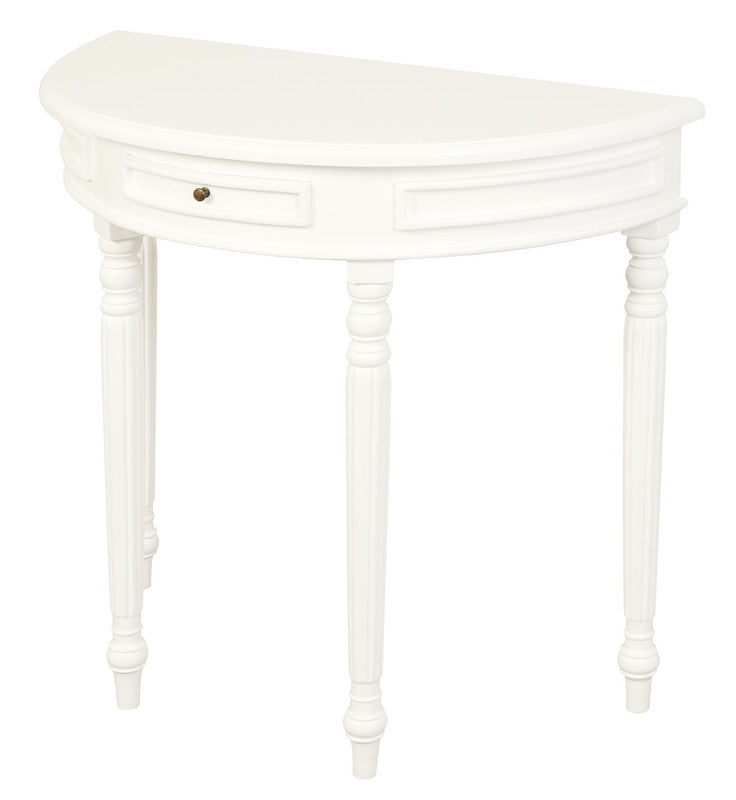 Turn Leg Half Round Sofa Table (White)