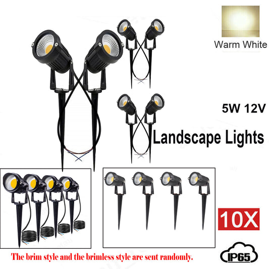 10PCS LED Spotlights Landscape Warm light Lamp Waterproof Outdoor Garden Yard 12V