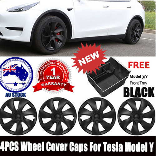 Tesla Y hub cap 4 black and fit Model 3/Y central control front storage box push-pull