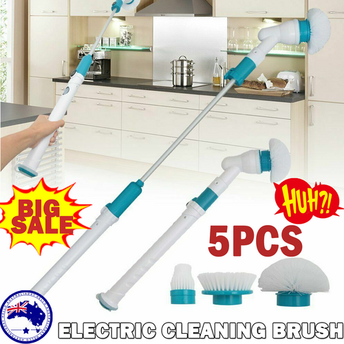 5PCS Rechargeable Spin Scrubber Electric Turbo Scrub Cleaning Brush Cordless Kit