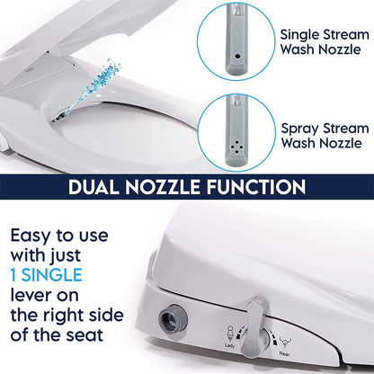 Non Electric Bidet Toilet Seat O Cover Bathroom Dual Nozzle Spray Water Wash