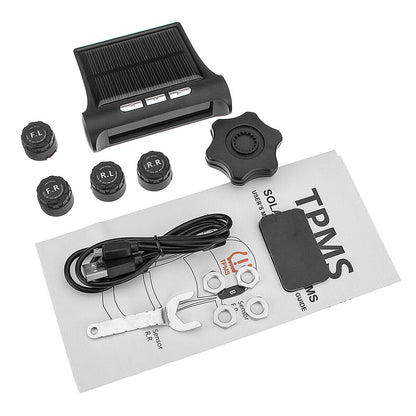 4 Sensor Solar Wireless TPMS Car Tire Tyre Pressure System Monitoring External