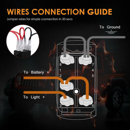 Auxbeam LED Switch+Switching Lines ON-OFF For 12V/24V Car Motorcycles Buses RVs