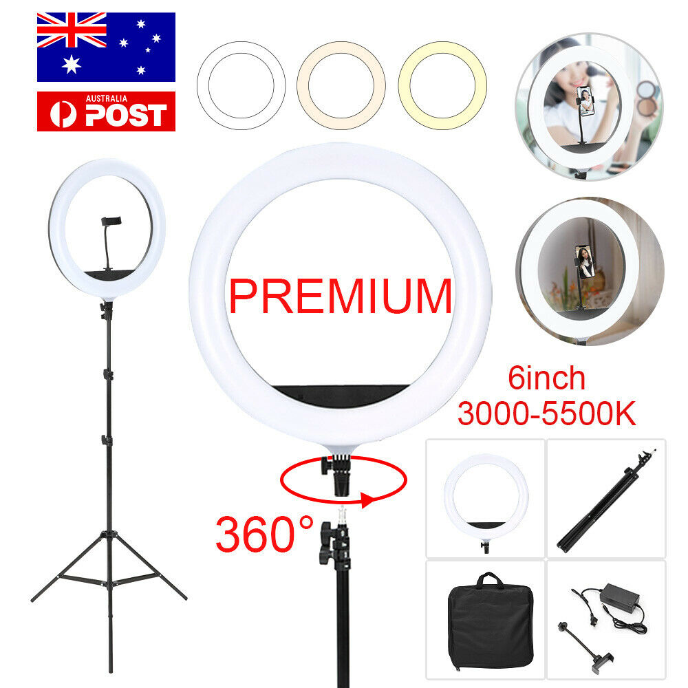 8"LED Ring Light Dimmable Lighting Kit Phone+Selfie 40cm Tripod Makeup Live Lamp