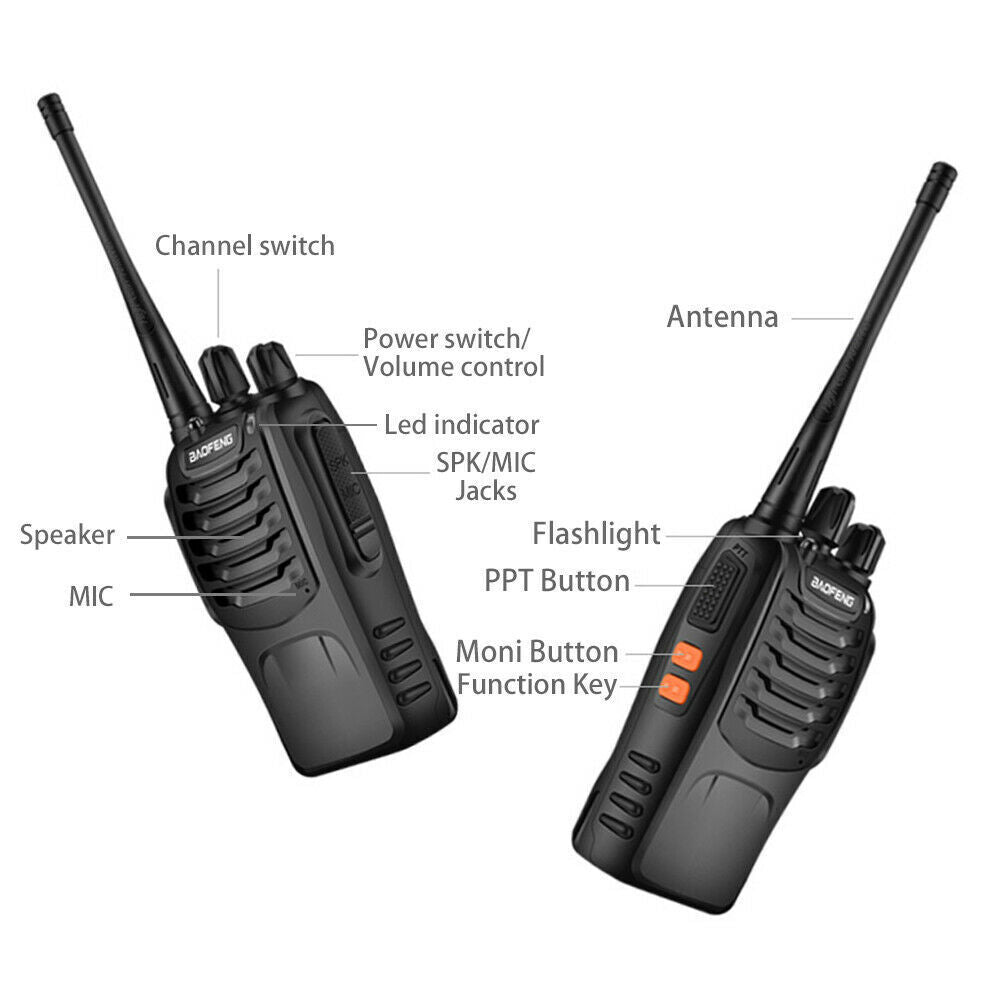 2PCS Radios Walkie Talkie BF-888S UHF 400-470MHz 5W 16CH Portable Two-Way Radio