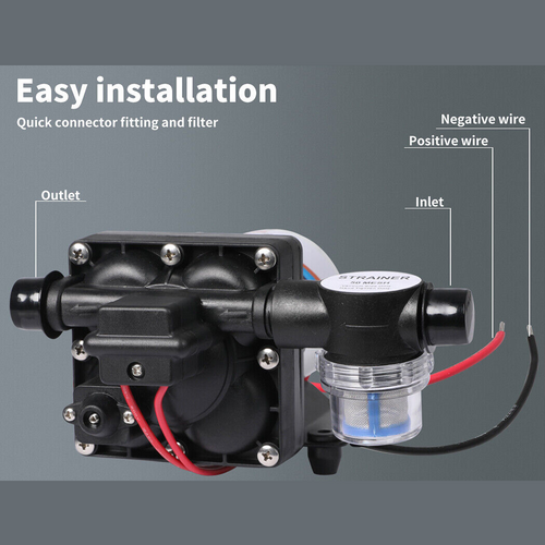 12V Caravan Water Pump High Pressure Self-priming rv Camping Boat 70PSI 20.8L/M