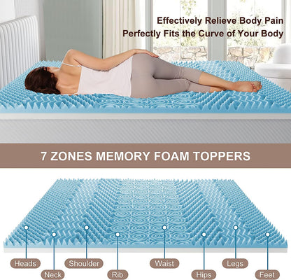 7 Zone Memory Foam Topper Mattress Toppers Cool Gel Pad Mat Medium Firm 8cm Thick 183cm x 203cm