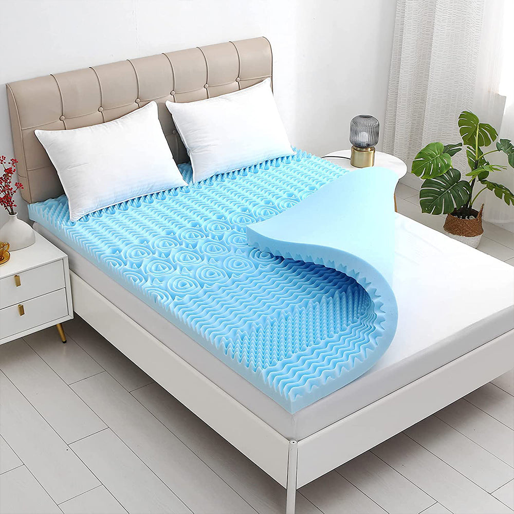 7 Zone Memory Foam Topper Mattress Toppers Cool Gel Pad Mat Medium Firm 8cm Thick 90cm x 190cm