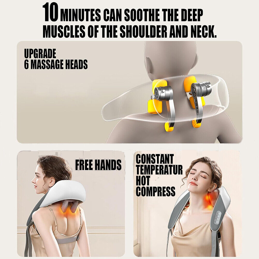 5D Massagers for Neck and Shoulder with Heat Goletsure Pain Relief Deep Kneading Grey