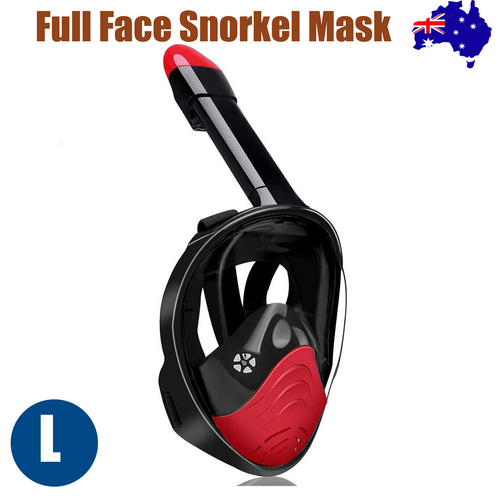 Red Full Face Snorkel Mask Swimming Breath Dry Diving Goggle Scuba Glass Anti-Fog AU L