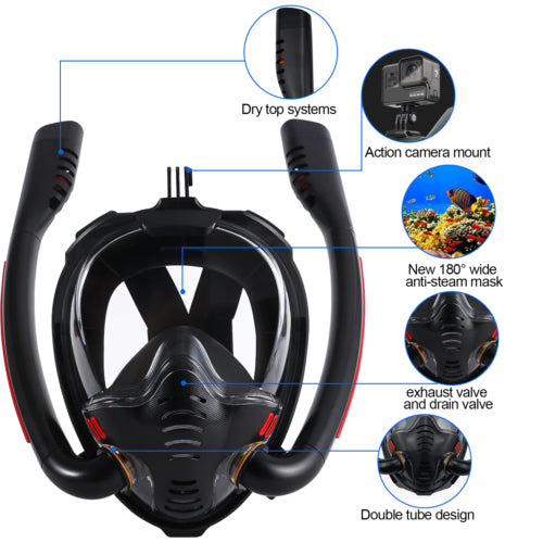 Black Full Face Snorkel Mask Swimming Breath Dry Diving Goggle Scuba Glass Anti-Fog AU S