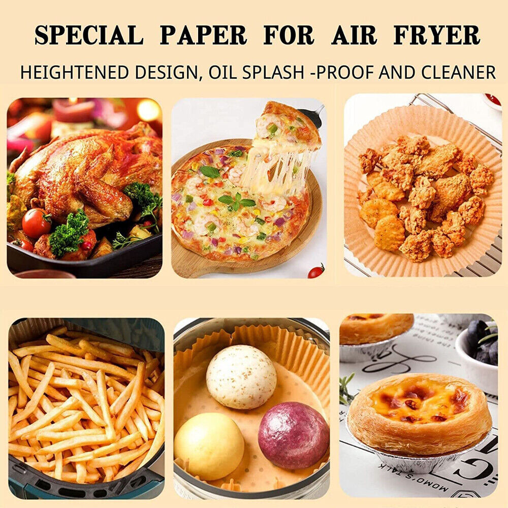 50PCS Round Brown Box Air Fryer Disposable Paper Liner Non-Stick Pan Parchment Baking Paper