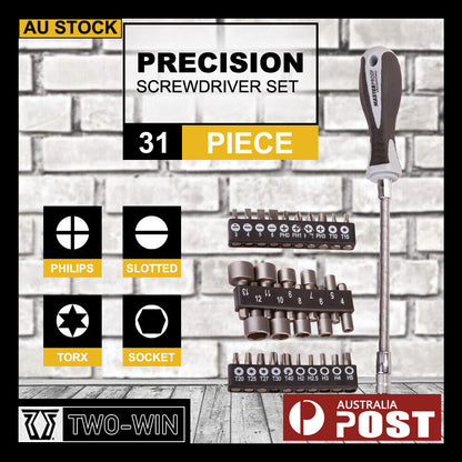 31Pc Precision Screwdriver Bits Set Nut Driver Setter Hex PC Key Phone Slot Tool