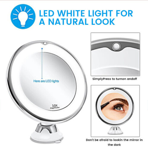 10x Magnifying Makeup Cosmetic Beauty Bathroom Mirror with LED Light 360 HOT