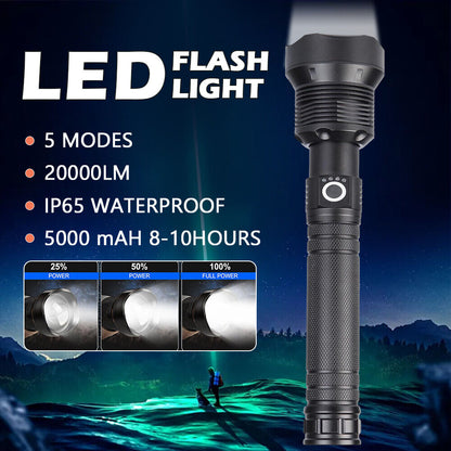 Tactical LCD Digital Display Waterproof High Powered LED Flashlight Emergencies