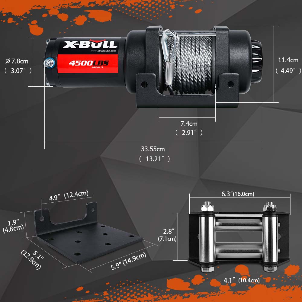 X-BULL 4500lbs Electric Winch 12V Steel Wire Cable 12V Boat ATV UTV Trailer Winch 4 Units