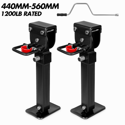 X-BULL Drop Down Legs 440MM- 560MM Trailer Steel Legs Caravan Corner 1200LBS Black