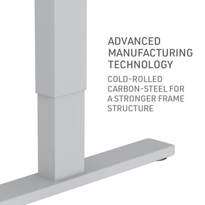 Fortia Sit To Stand Up Standing Desk, 140x60cm, 72-118cm Electric Height Adjustable, 70kg Load, White/Silver Frame