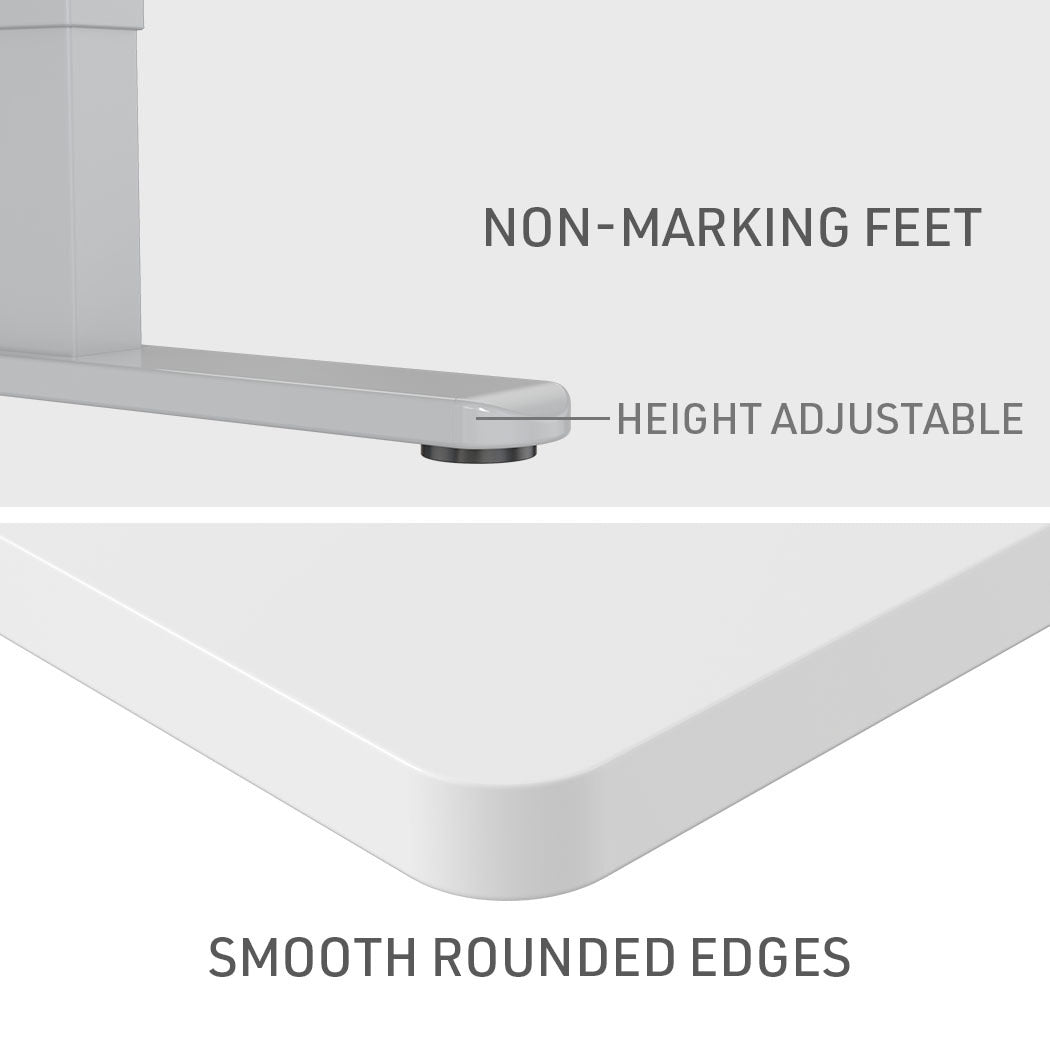 Fortia Sit To Stand Up Standing Desk, 140x60cm, 72-118cm Electric Height Adjustable, 70kg Load, White/Silver Frame