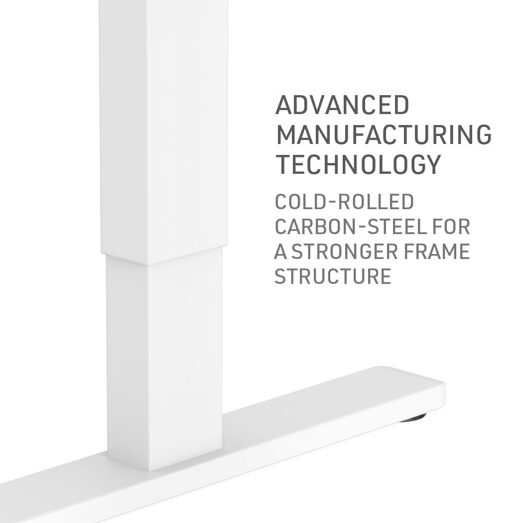 Fortia Sit To Stand Up Standing Desk, 120x60cm, 72-118cm Electric Height Adjustable, 70kg Rated, White/White Frame