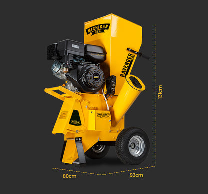 MICHIGAN 18HP 420cc Petrol Commercial Wood Chipper, Electric Key Start, Tree Mulcher - Ravenger 1850