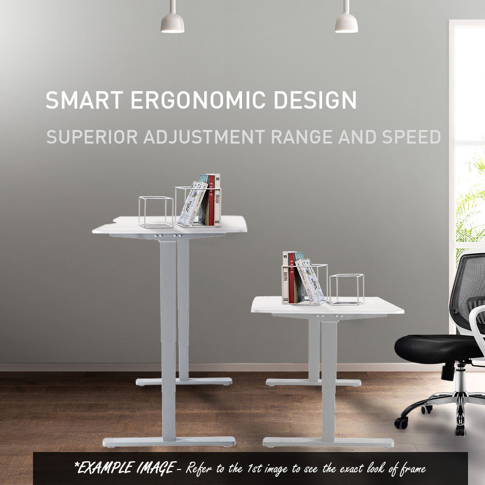 Fortia Sit To Stand Up Standing Desk, 150x70cm, 62-128cm Electric Height Adjustable, Dual Motor, 120kg Load, Arched, White Oak Style/Silver Frame