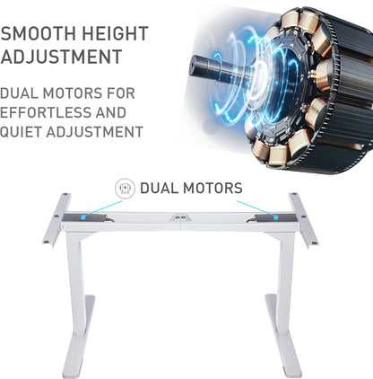 Fortia Sit To Stand Up Standing Desk, 150x70cm, 62-128cm Electric Height Adjustable, Dual Motor, 120kg Load, Walnut Style/Silver Frame