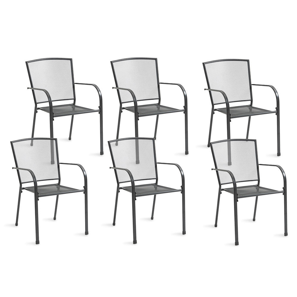 FORTIA 6pc Outdoor Dining Chair Set, for Outside with E-coating