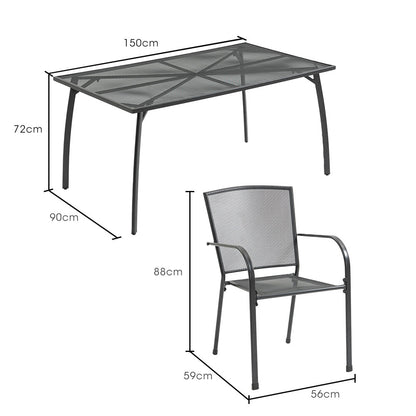 FORTIA 7pc Outdoor Dining Furniture Setting, Table and Chairs Set for outside with E-coating