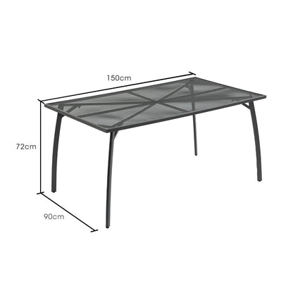 FORTIA 150x90cm Outdoor Dining Table, Rectangular, Furniture for Outside with E-coating