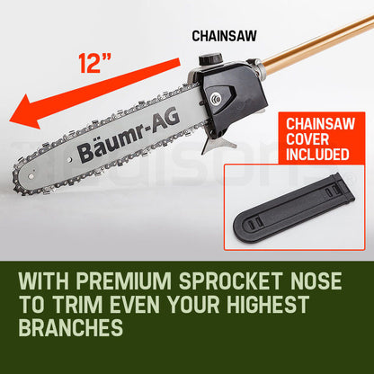 Baumr-AG 65CC Long Reach Pole Chainsaw Hedge Trimmer Pruner Chain Saw Tree Multi Tool