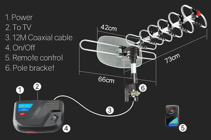 Outdoor TV Antenna Digital Rotating HD Aerial Amplified Signal Booster Remote