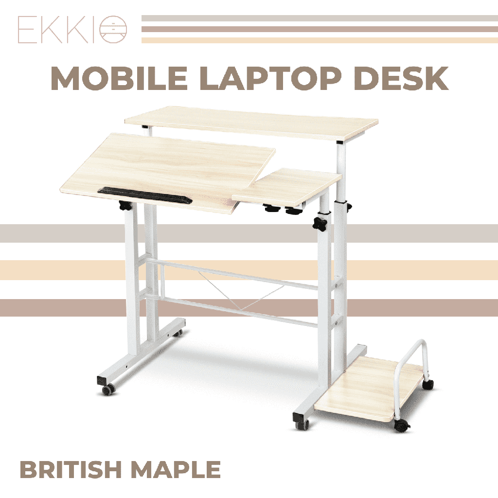 Ekkio Mobile Desk Detachable Sideboard British Maple