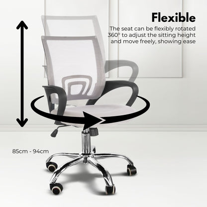 EKKIO Ergonomic Office Chair with Breathable Mesh Design and Lumbar Back Support (Grey) EK-OC-105-JF