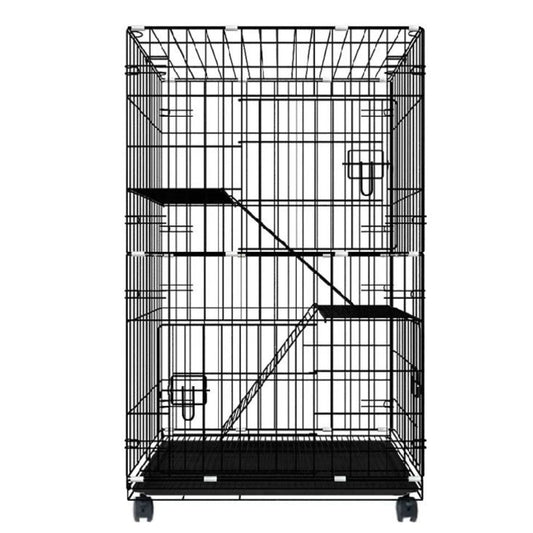 FLOOFI Three-Level Pet Rabbit Bird Cage with Hammock (Black) FI-PRBC-100-XD