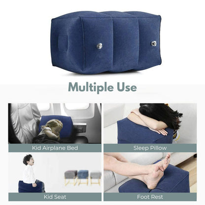 GOMINIMO Inflatable Travel Foot Rest Pillow with Adjustable Three Layers Height (Navy Blue) GO-IFRP-100-TR