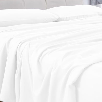 GOMINIMO 4 Pcs Bed Sheet Set 2000 Thread Count Ultra Soft Microfiber - King (White) GO-BS-107-XS