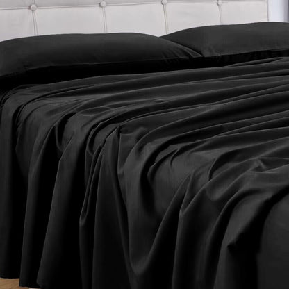 GOMINIMO 4 Pcs Bed Sheet Set 1000 Thread Count Ultra Soft Microfiber - Single (Black) GO-BS-110-XS