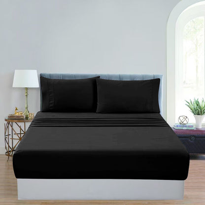 GOMINIMO 4 Pcs Bed Sheet Set 1000 Thread Count Ultra Soft Microfiber - King (Black) GO-BS-119-XS