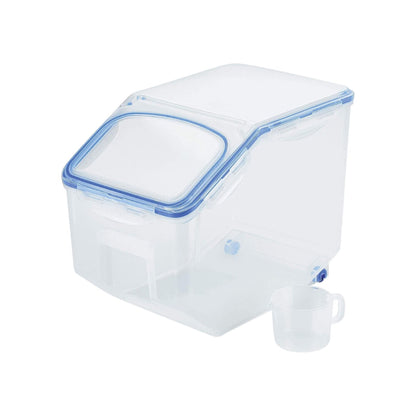 GOMINIMO Multipurpose Food Storage Container with Lids and Cup for Pet Food or Rice Grains (Clear/Blue) GO-FSC-100-JBY