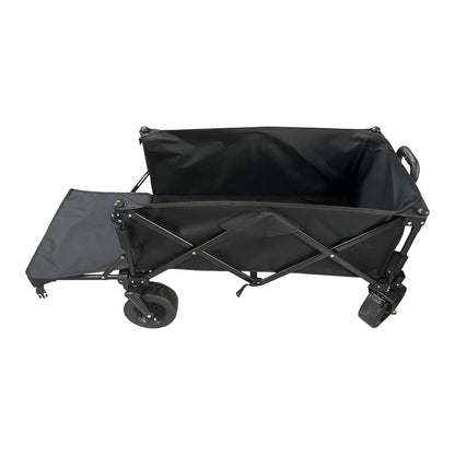 KILIROO Folding Wagon Trolley Cart with Wide Wheels and Rear Tail Gate (Black) KR-CPC-101-RJ