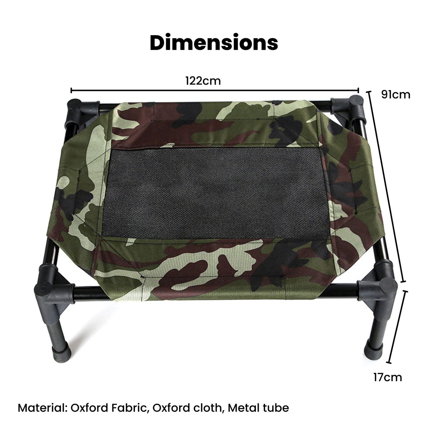 Floofi Elevated Camping Pet Bed (XL Army)