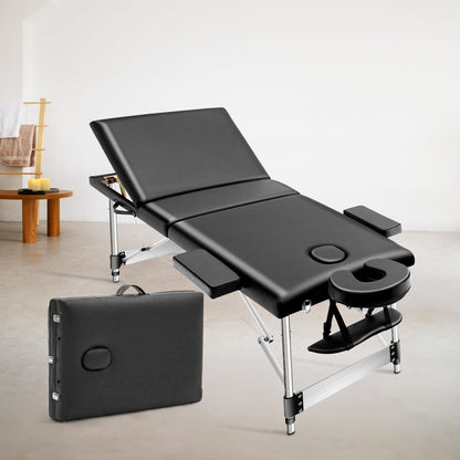 ONIREST 3 Fold Adjustable Portable Massage Bed (Black)OR-MTP-100-NS