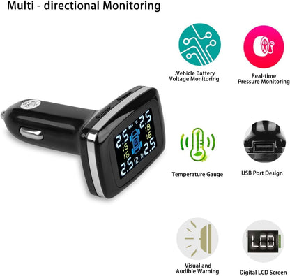 RYNOMATE Tire Pressure Monitoring System (External TPMS 12V Socket 4 Sensor) RNM-TPMS-102-LBD