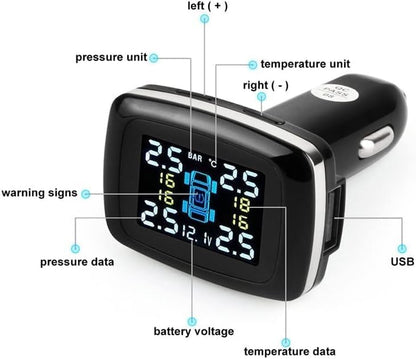 RYNOMATE Tire Pressure Monitoring System (External TPMS 12V Socket 4 Sensor) RNM-TPMS-102-LBD