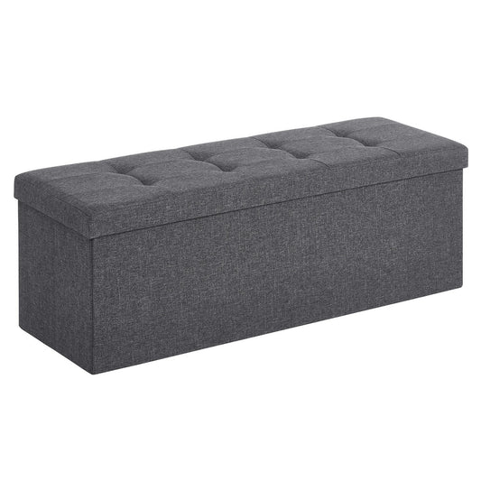 SONGMICS 110cm Folding Storage Ottoman Bench Foot Rest Stool Dark Gray