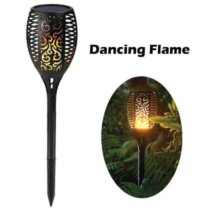 96 LED Bulbs Torch Solar Garden Outdoor Flame Dancing Flickering Light Auto Lamp