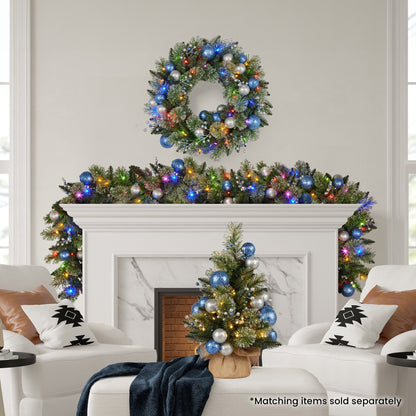 Swishmas 61cm Blue Collection Multicolour Pre-Lit Christmas Wreath