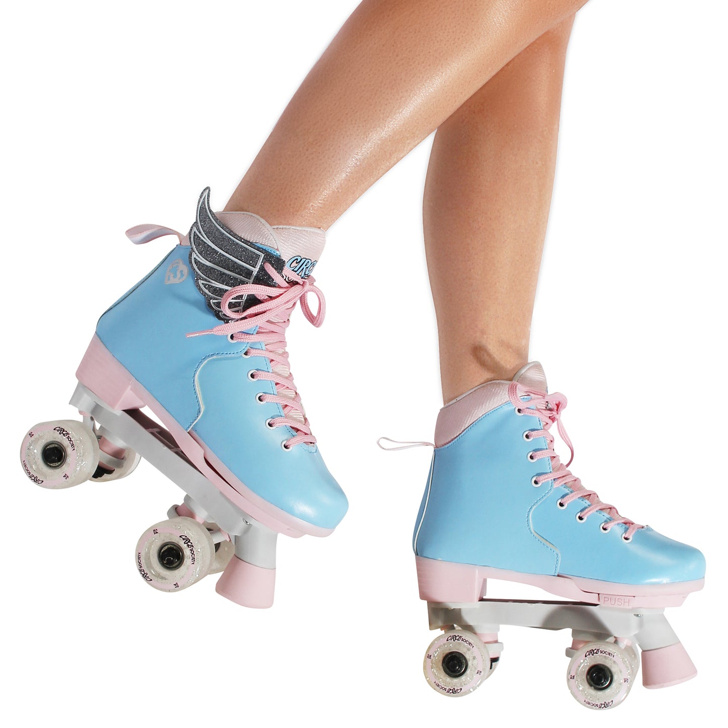 Circle Society Adjustable Kids Quad Roller Skates In Cotton Candy